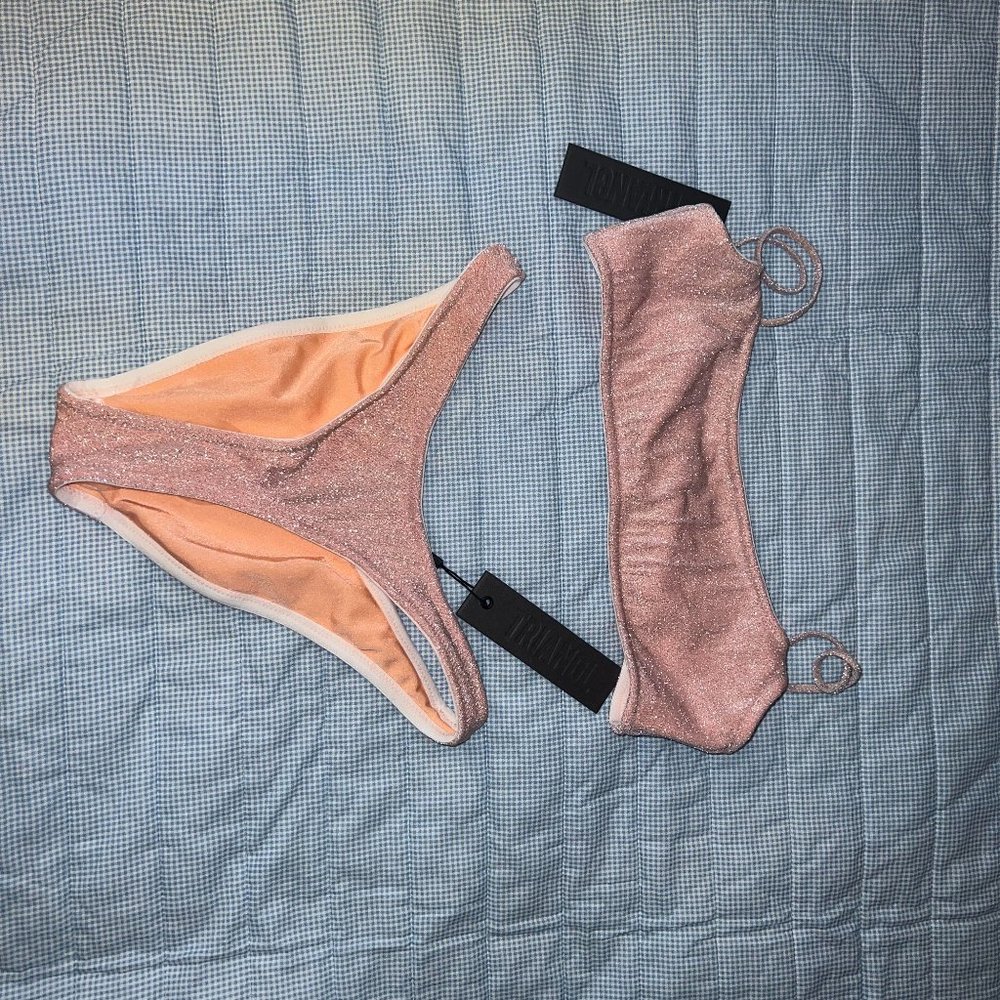 NWT Sparkly Light Pink TRIANGL Swim Set